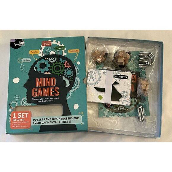 Spicebox Mind Games Box Puzzles & Brainteasers Activity Set - Picture 1 of 3